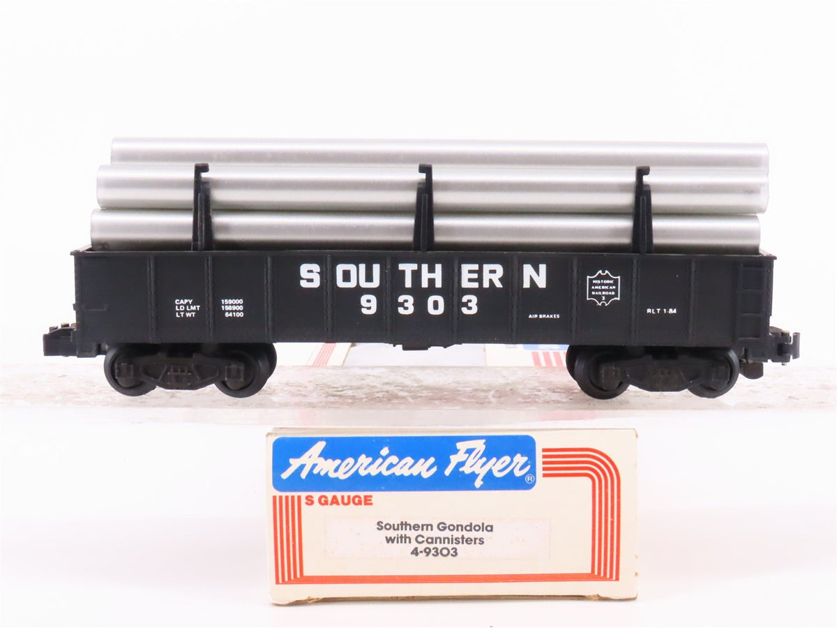 S Scale American Flyer 4-9303 SOU Southern Gondola #9303 w/ Cannisters