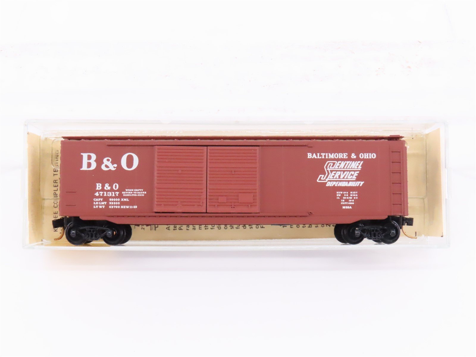 N Scale Kadee Micro-Trains MTL 34070 B&O "Sentinel Service" 50' Box Car #471317