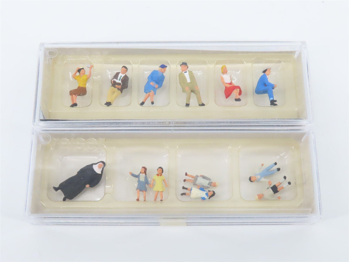 Lot of 11 HO Scale Preiser Spectators, Seated People, Youths &amp; More Figure Packs