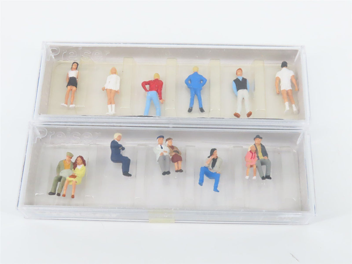 Lot of 11 HO Scale Preiser Spectators, Seated People, Youths &amp; More Figure Packs