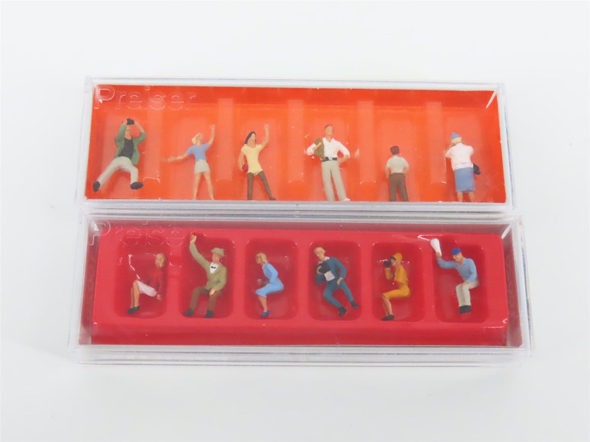 Lot of 11 HO Scale Preiser Spectators, Seated People, Youths &amp; More Figure Packs