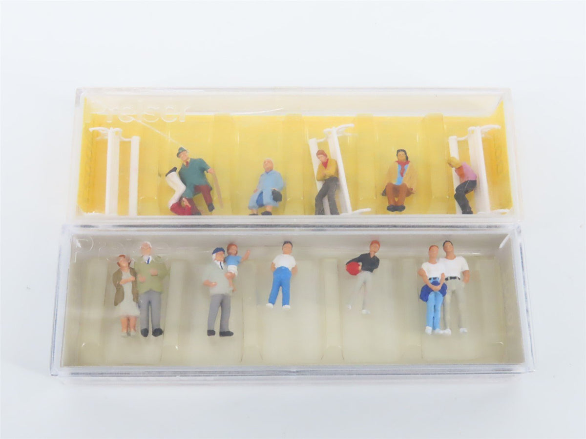 Lot of 11 HO Scale Preiser Spectators, Seated People, Youths &amp; More Figure Packs