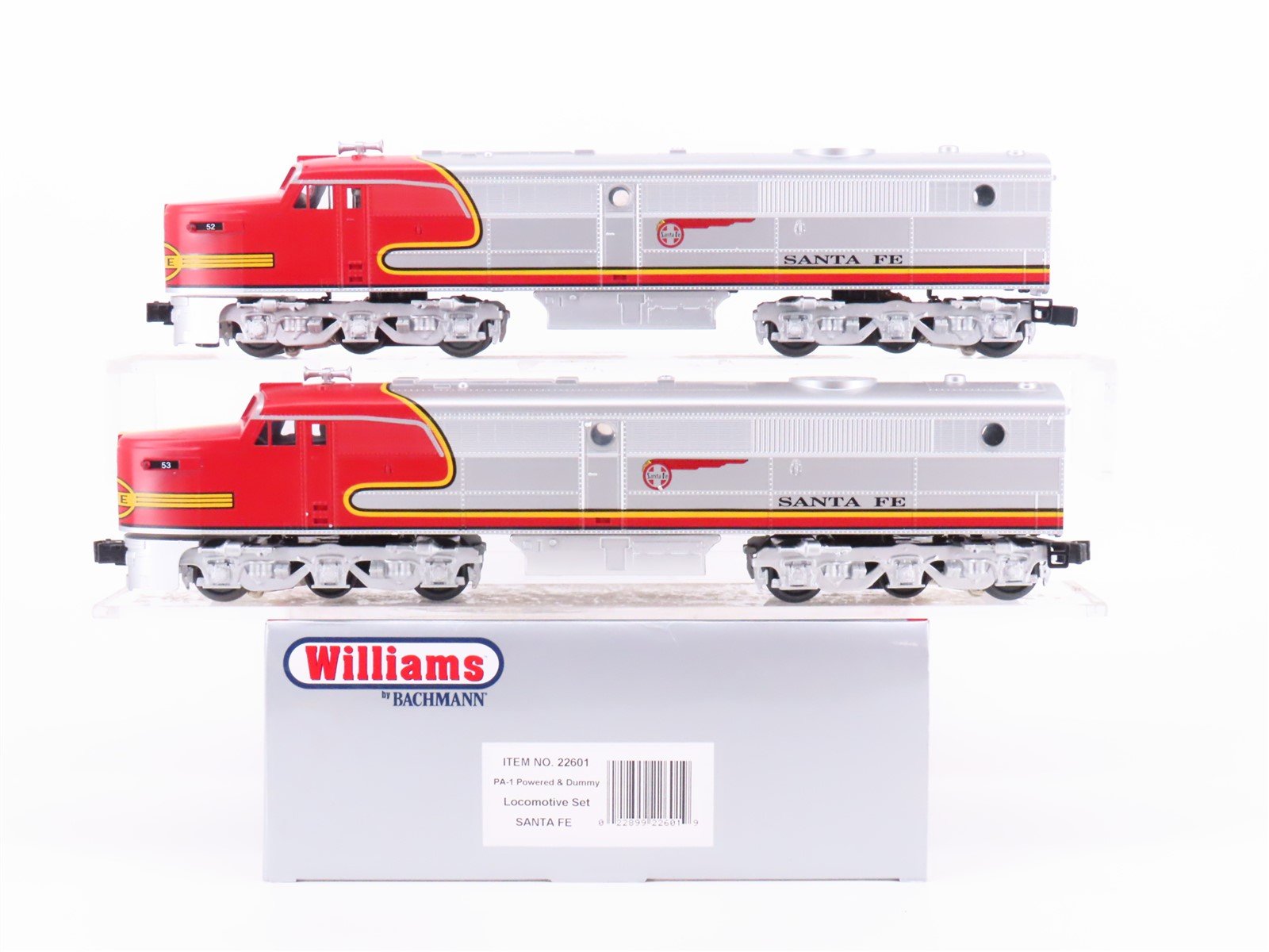 O Gauge 3-Rail Williams 22601 ATSF Santa Fe PA-1 A/A Diesel Locomotive Set