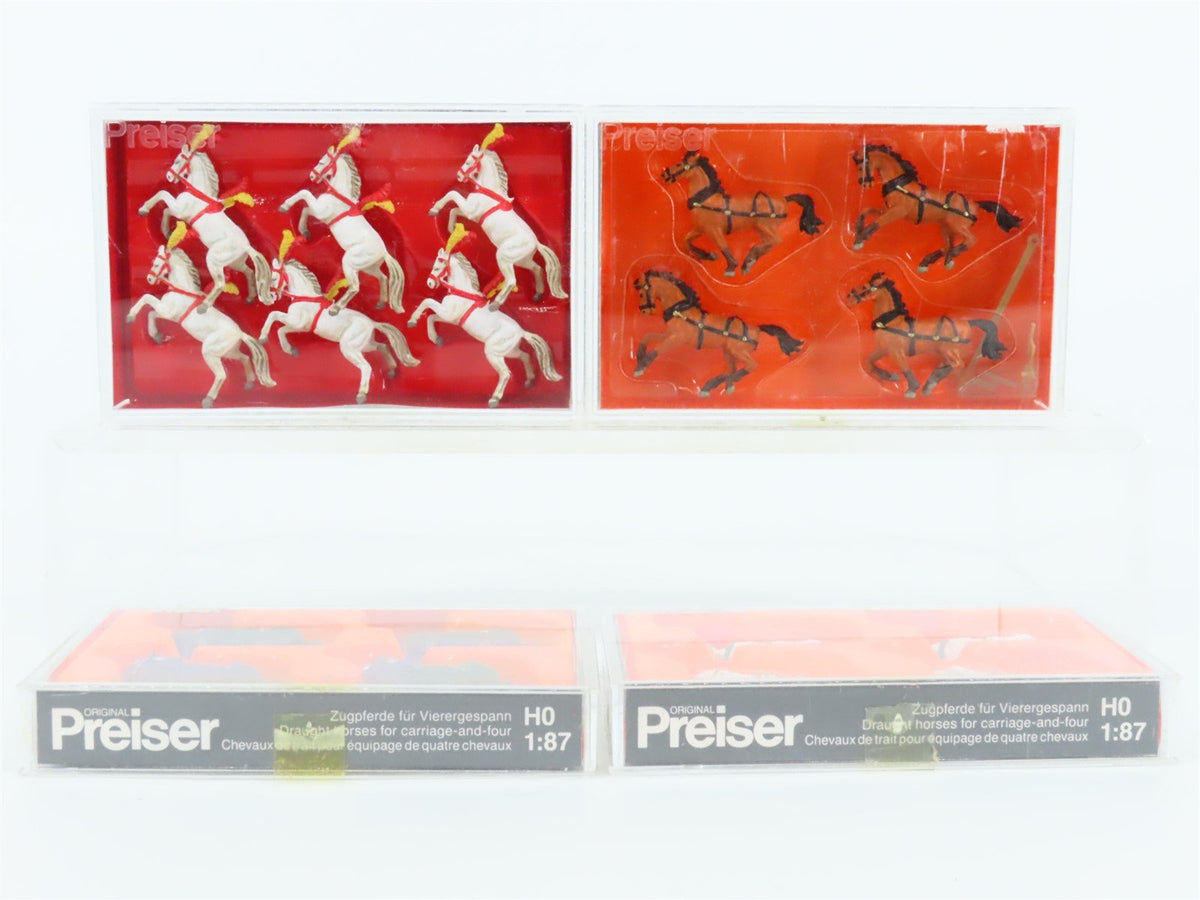 Lot of 4 HO 1/87 Scale Preiser Galloping, Draught &amp; Show Horses Figure Packs