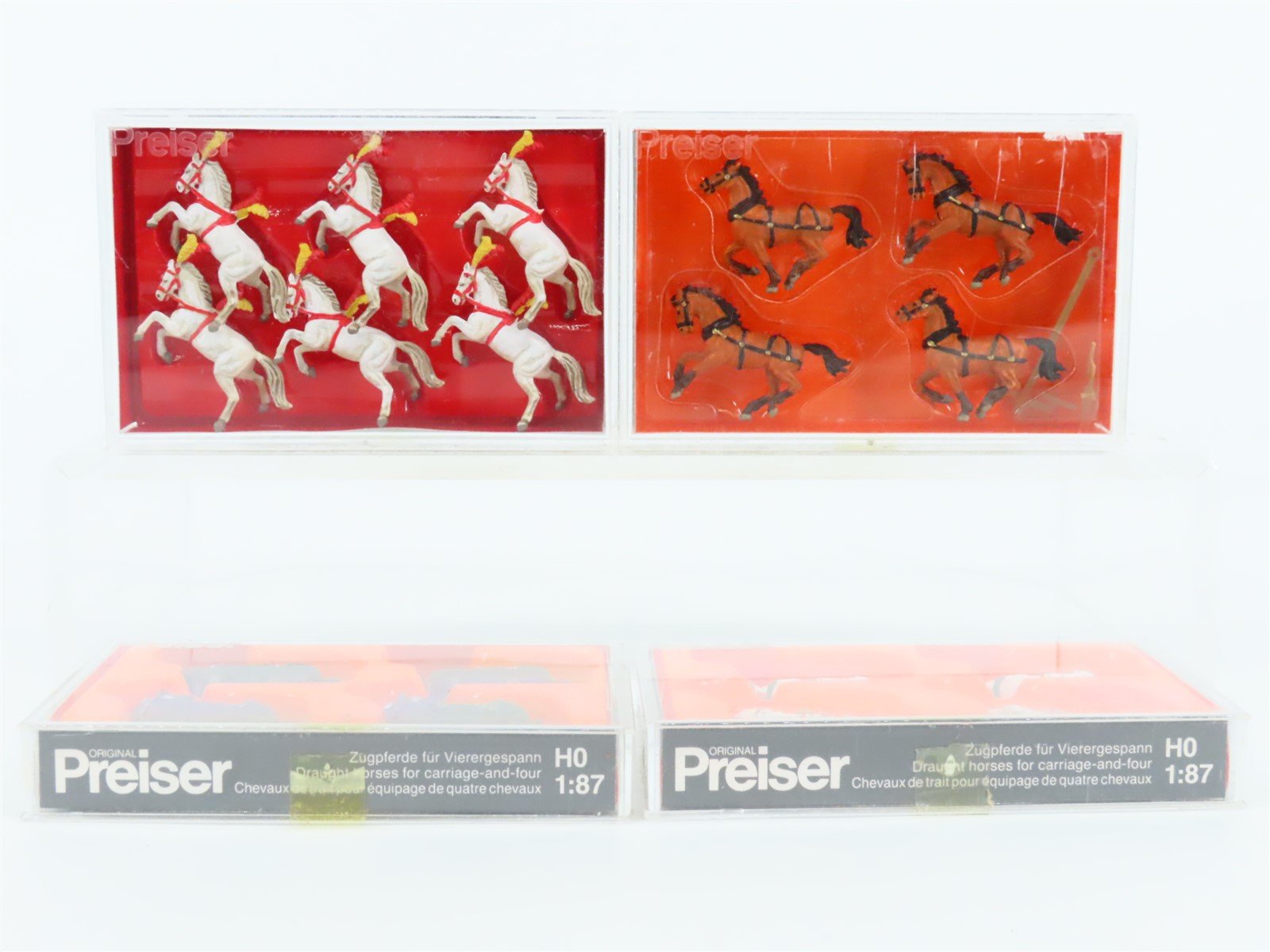 Lot of 4 HO 1/87 Scale Preiser Galloping, Draught & Show Horses Figure Packs