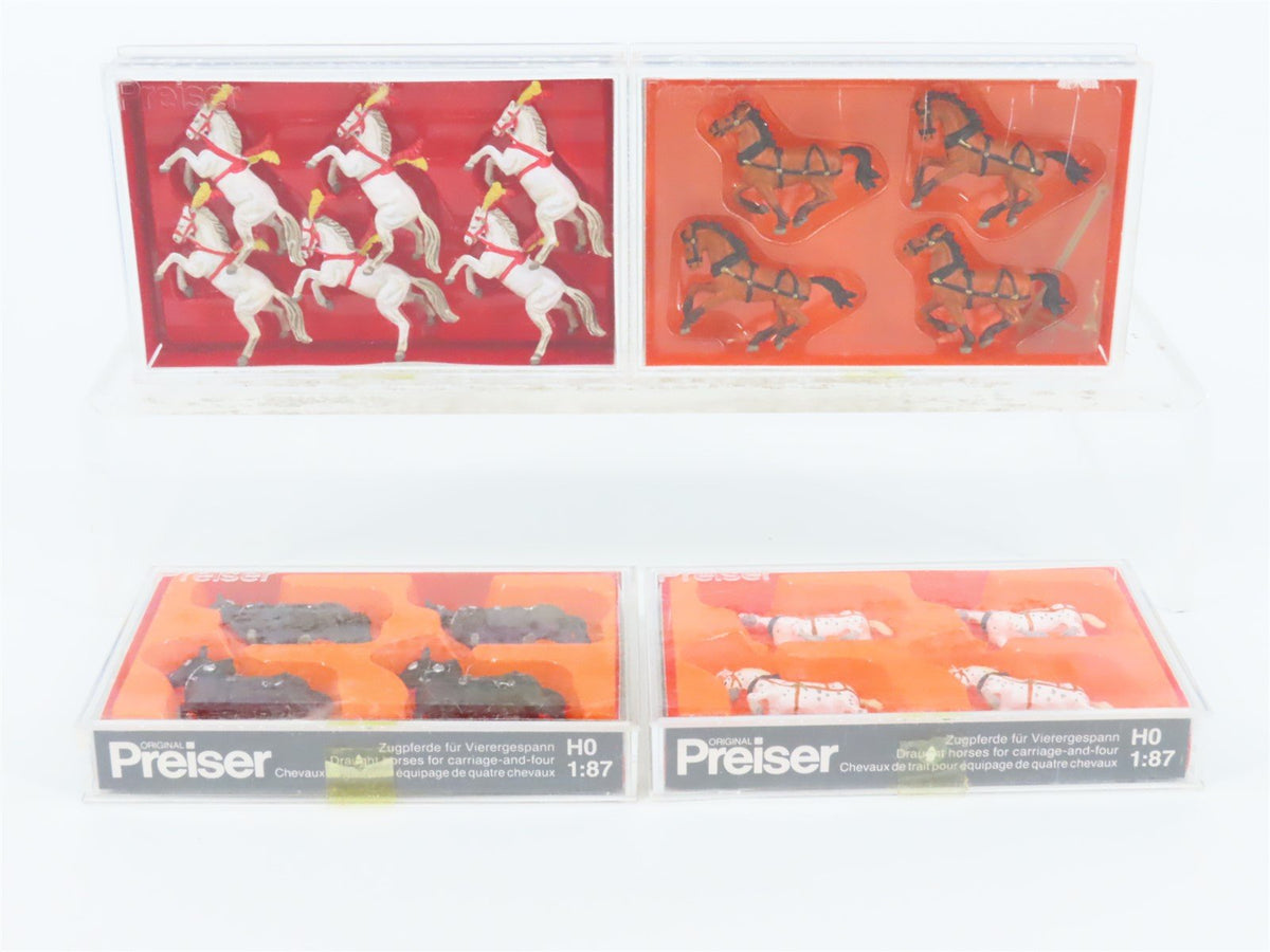 Lot of 4 HO 1/87 Scale Preiser Galloping, Draught &amp; Show Horses Figure Packs