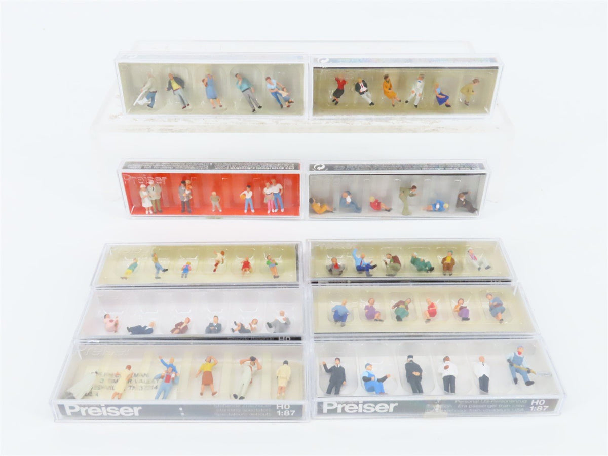 Lot of 10 HO Preiser Spectators, Seated People, Children &amp; More Figure Packs