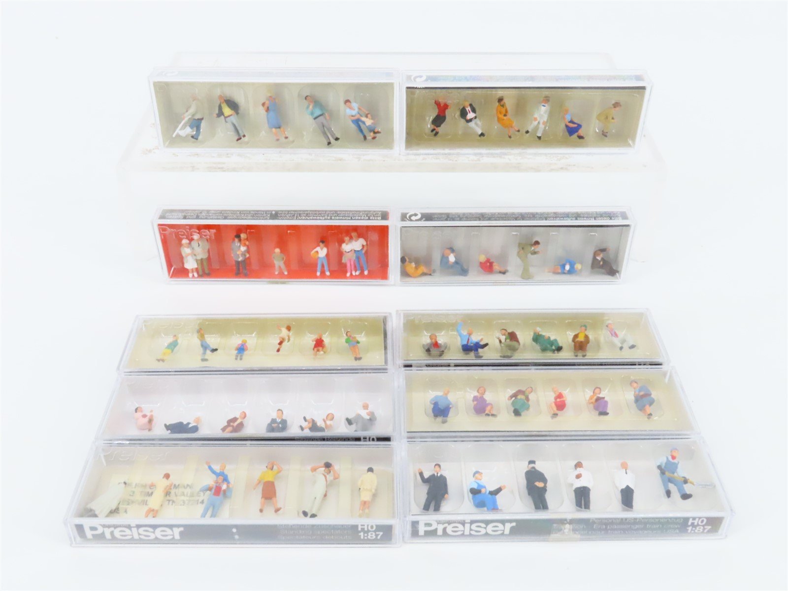 Lot of 10 HO Preiser Spectators, Seated People, Children & More Figure Packs