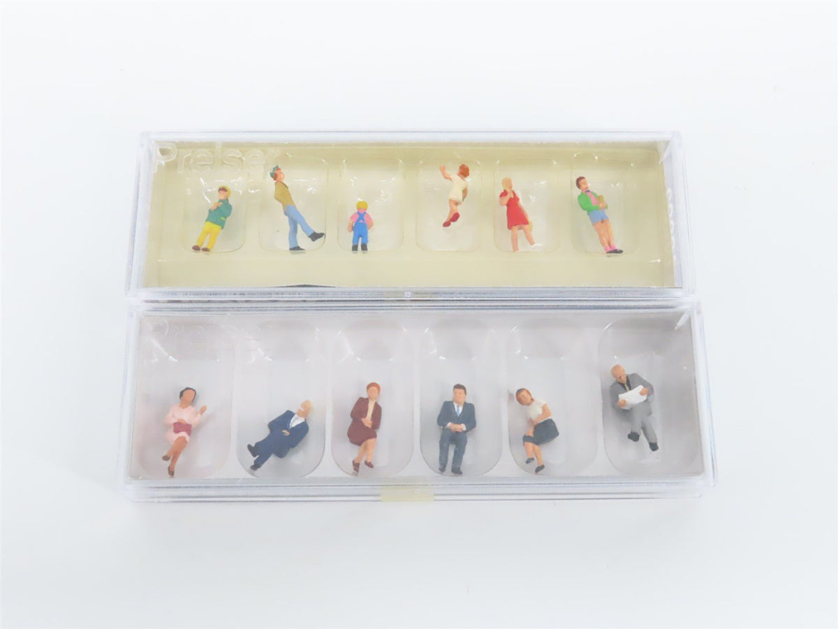 Lot of 10 HO Preiser Spectators, Seated People, Children &amp; More Figure Packs