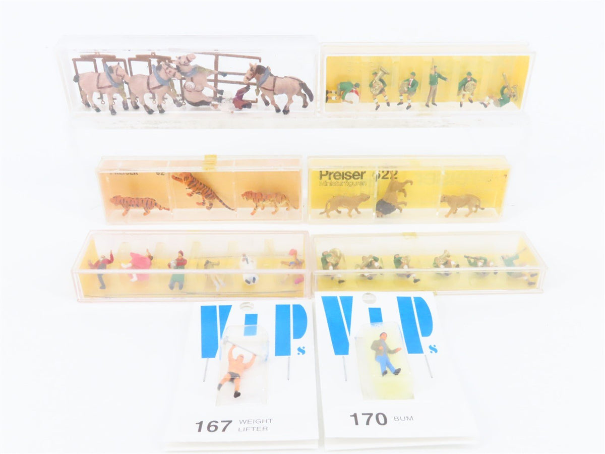 Lot of 8 HO Preiser &amp; Merten Animals, Musicians, &amp; More Figure Packs