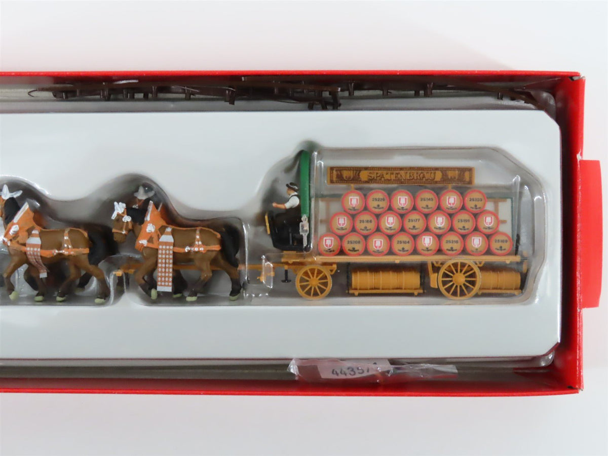 HO Scale Preiser 30438 &quot;Spatenbräu&quot; Horse-Drawn Beer Barrel Wagon w/ 6 Horses