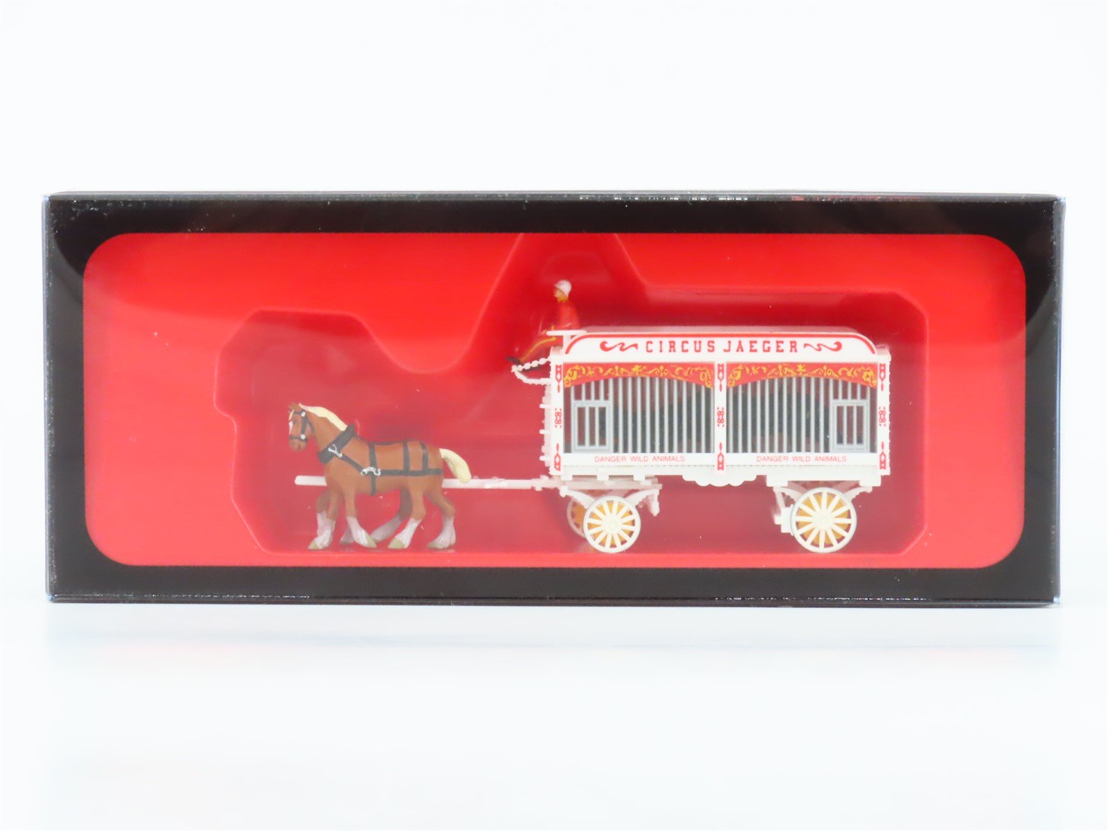 HO Preiser 22157 Circus Jaeger Horse-Drawn 2-Arch Animal Cage Wagon w/ 2 Horses