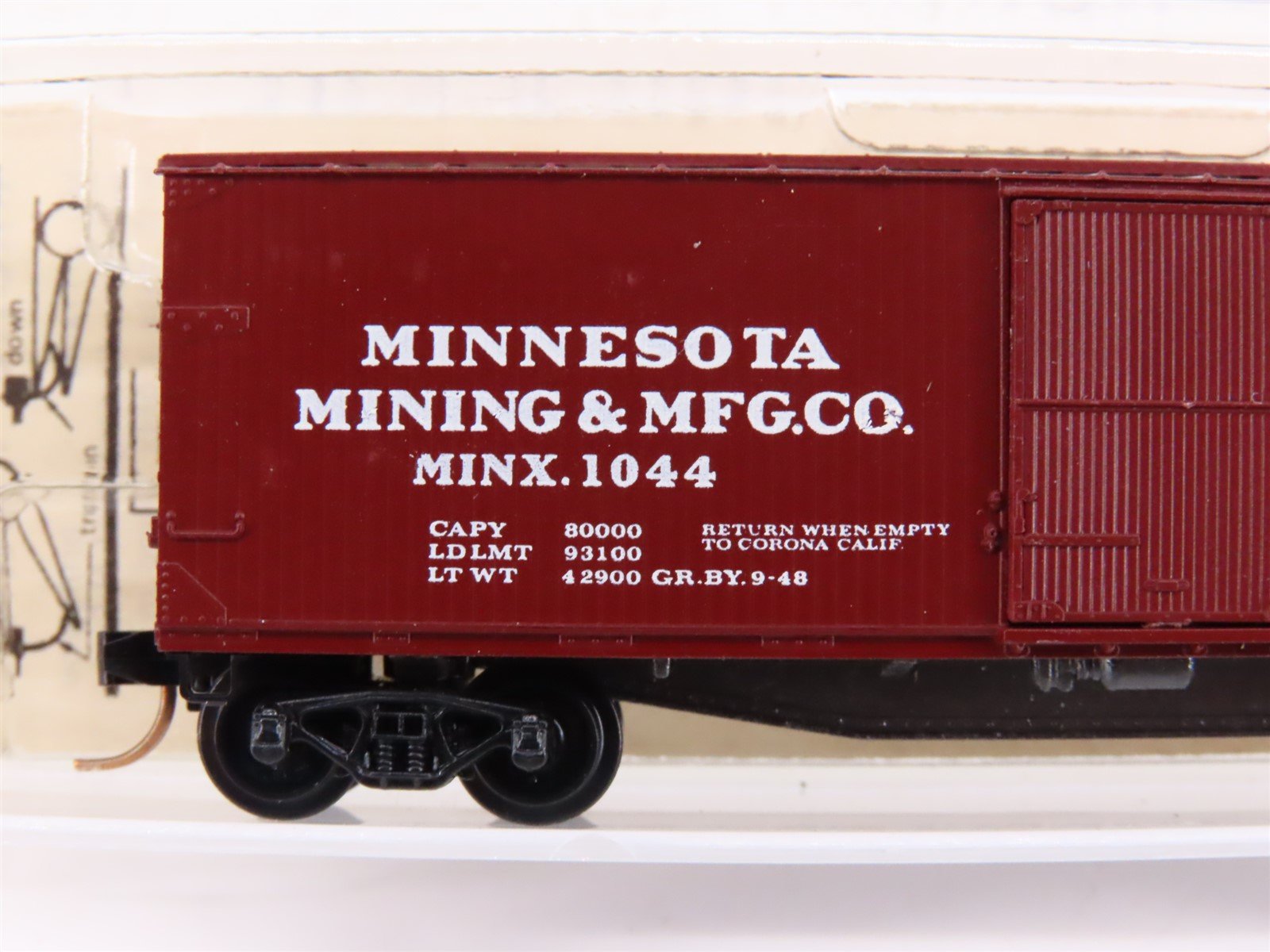 N Scale Kadee Micro-Trains MTL 42090 MINX 3M 40' Single Door Box Car #1044