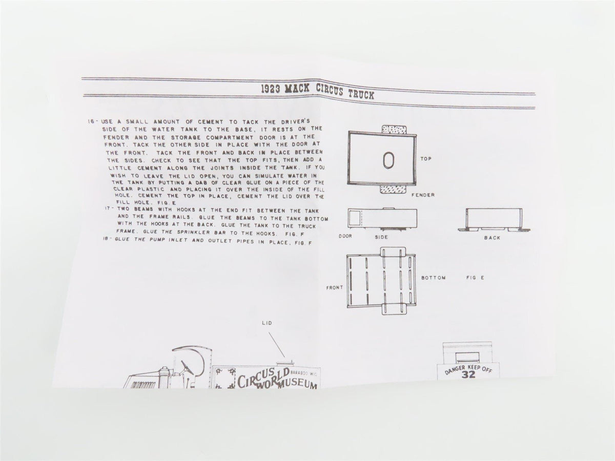 HO Jordan Highway Miniatures Kit #360-232 Undecorated 1923 Mack Circus Truck