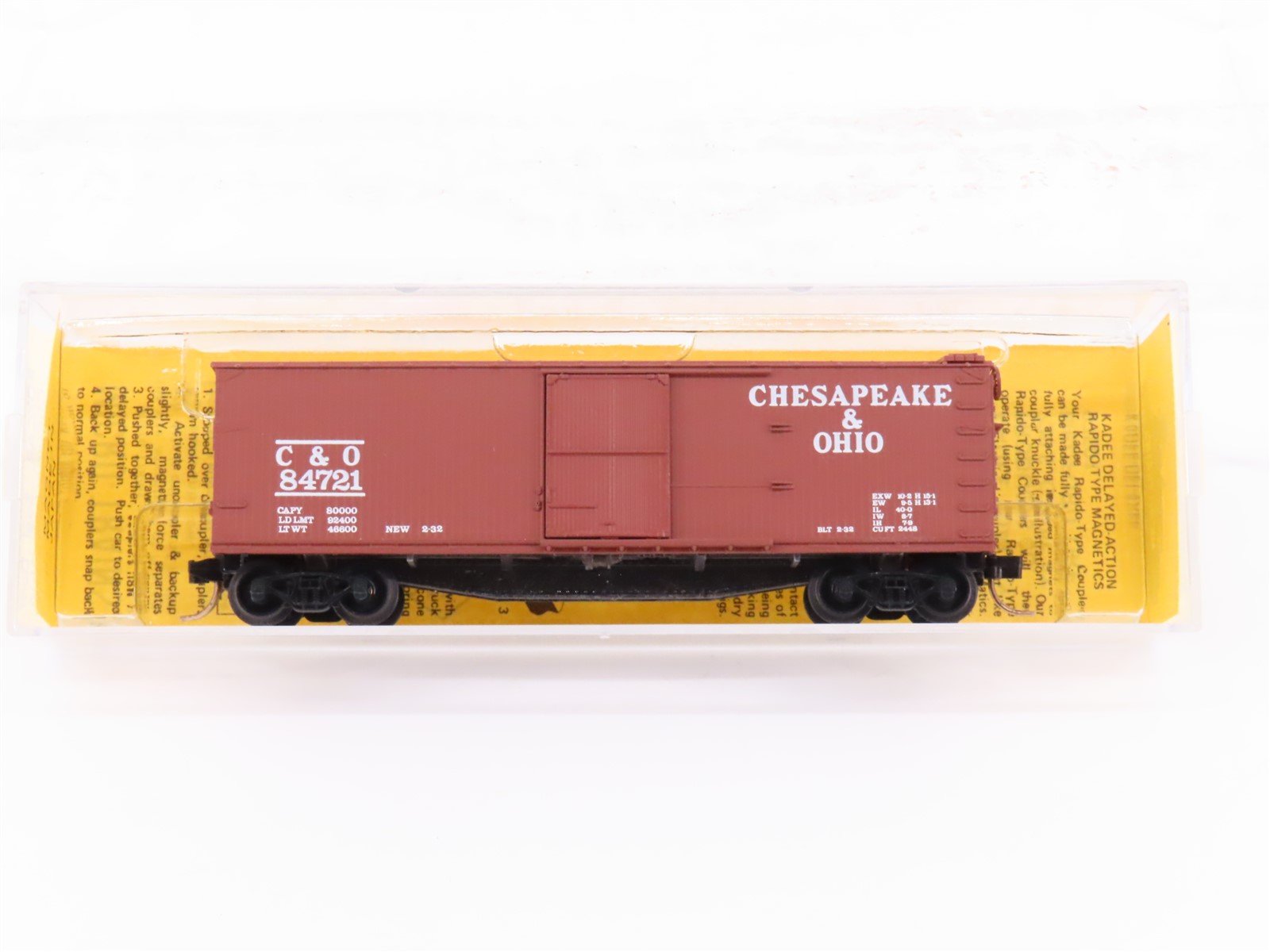 N Scale Kadee Micro-Trains MTL 42121 C&O Chesapeake & Ohio 40' Box Car #84721