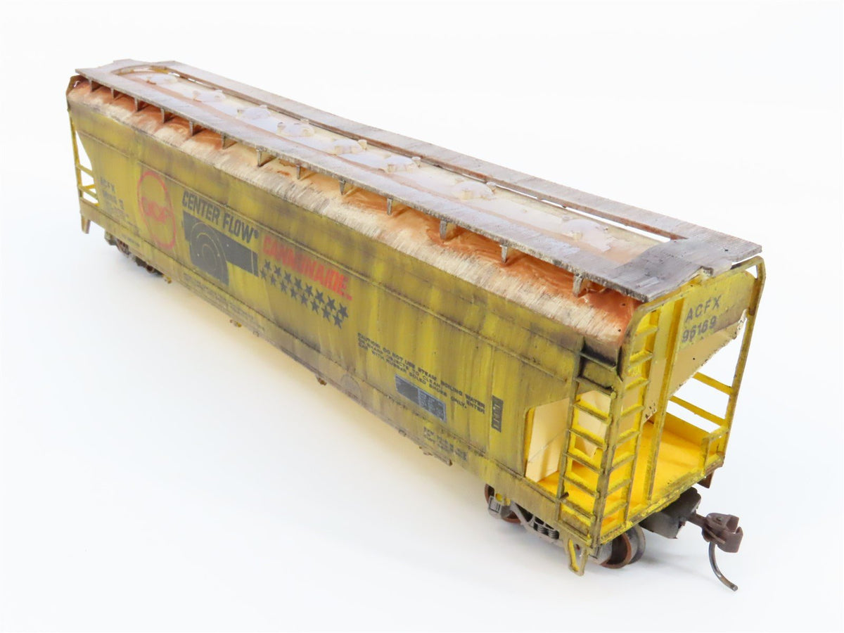HO AHM ACFX &quot;Centerflow Cannonaide&quot; 4-Bay Covered Hopper - Weathered &amp; Graffiti