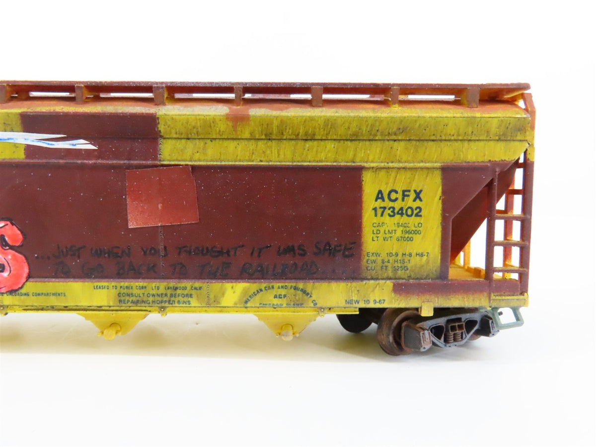 HO Scale TYCO ACFX 4-Bay Covered Hopper #173402 - Custom, Weathered &amp; Graffiti