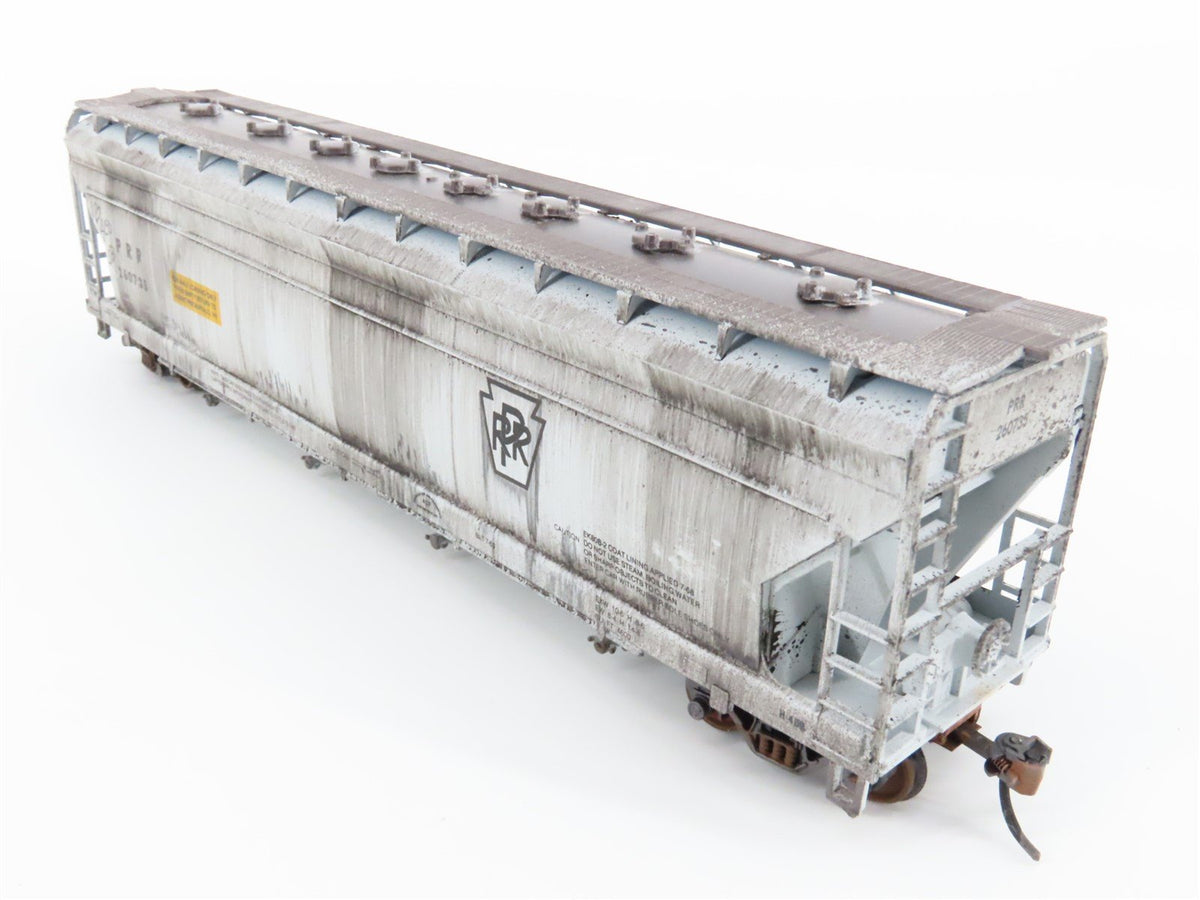 HO Athearn PRR Pennsylvania 4-Bay Covered Hopper #260735 - Weathered &amp; Graffiti