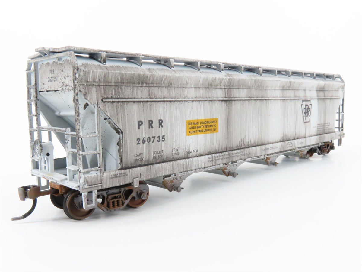 HO Athearn PRR Pennsylvania 4-Bay Covered Hopper #260735 - Weathered &amp; Graffiti