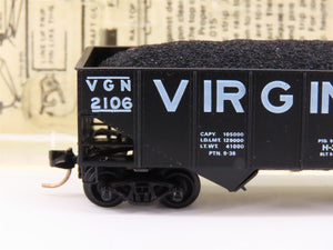 N Scale Kadee Micro-Trains MTL 56080 VGN Virginian 2-Bay Hopper #2106 w/ Load