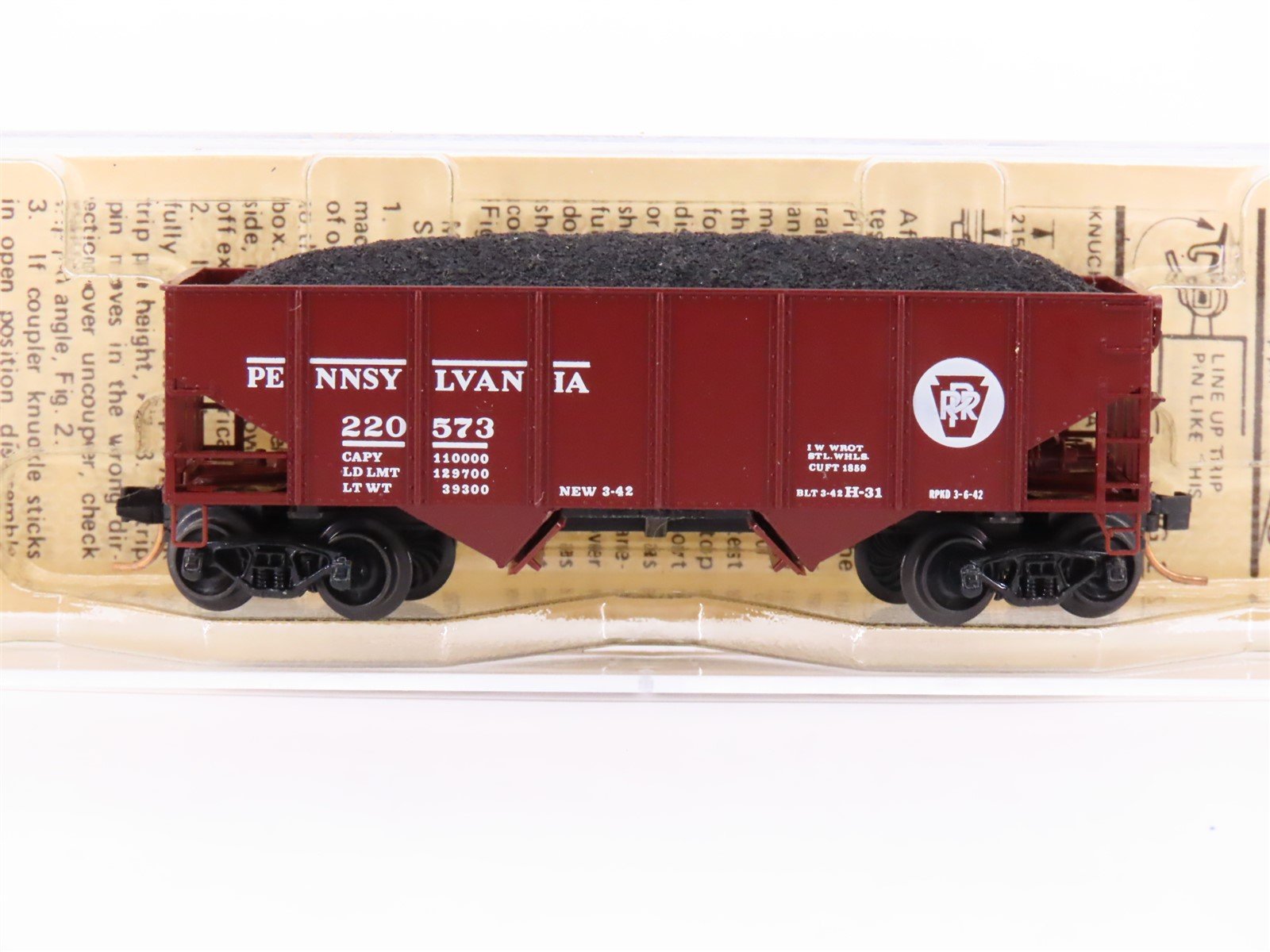 N Scale Kadee Micro-Trains MTL 56062 PRR Pennsylvania 2-Bay Hopper #220573