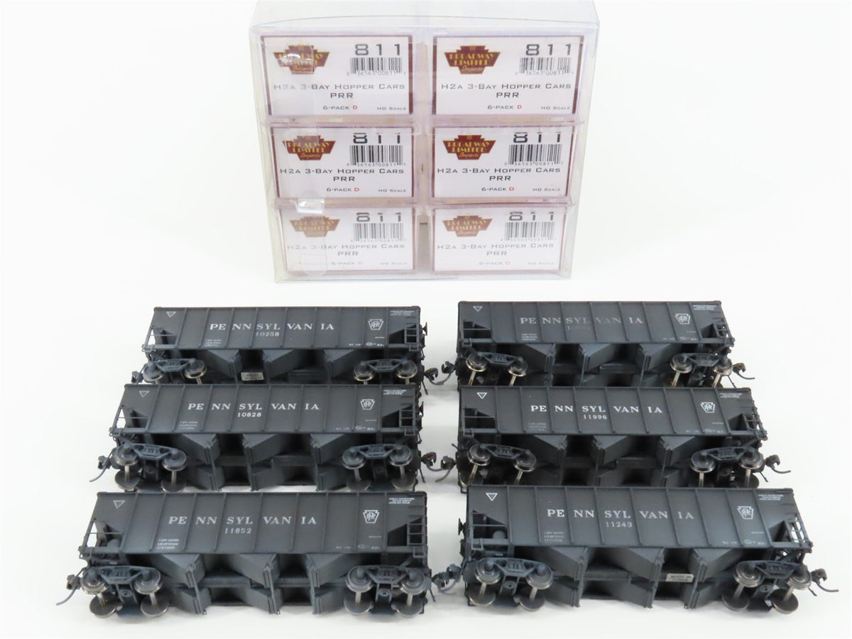 HO Broadway Limited BLI 811 PRR H2a 3-Bay Hoppers 6-Pack w/ Load - Weathered