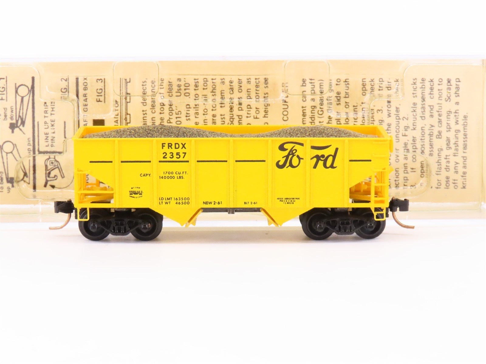 N Scale Kadee Micro-Trains MTL 56020 FRDX Ford 2-Bay Open Hopper #2357 w/ Load