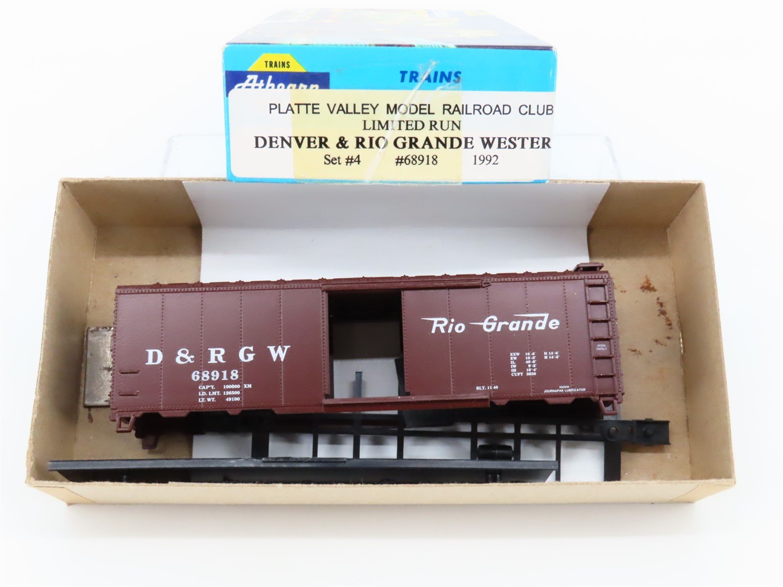 HO Athearn / Platte Valley Kit D&RGW Rio Grande 40' Single-Door Box Car #68918