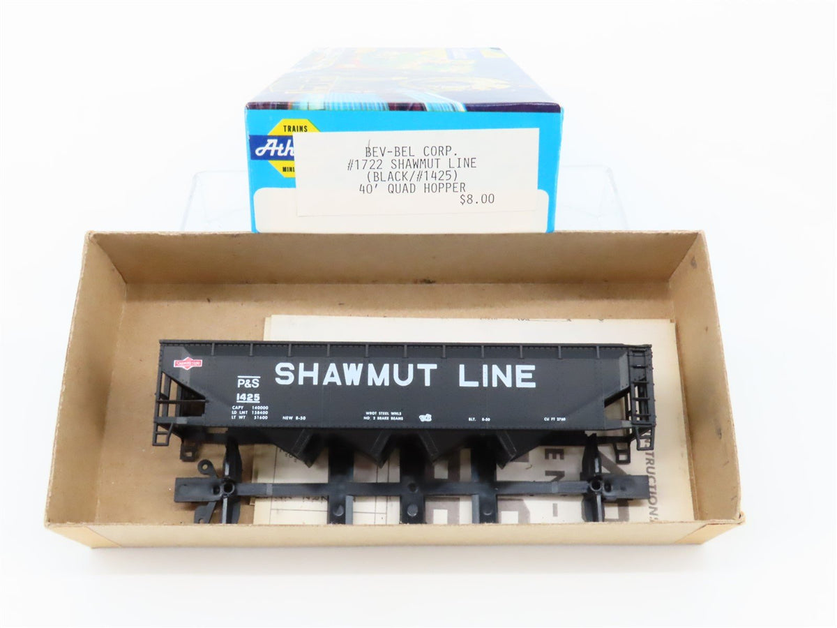 HO Scale Athearn / Bev-Bel Kit #1722 P&amp;S Shawmut Line 4-Bay Open Hopper #1425