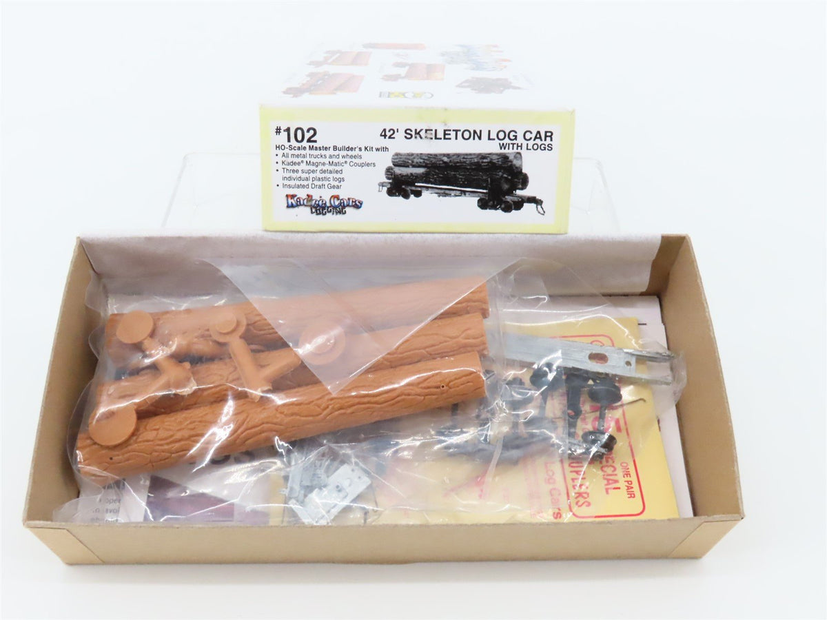 HO Scale Kadee Kit #102 Undecorated 42&#39; Skeleton Log Car w/ Logs