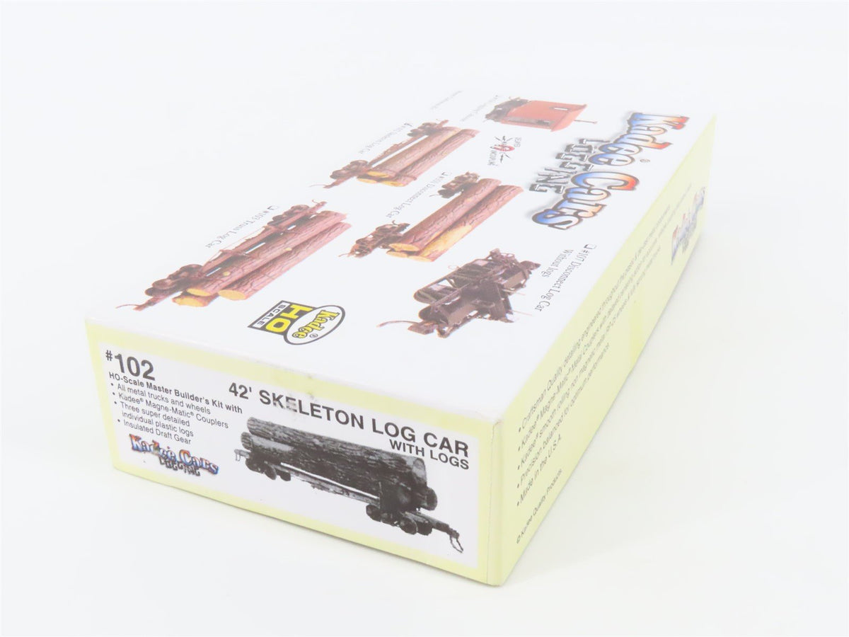 HO Scale Kadee Kit #102 Undecorated 42&#39; Skeleton Log Car w/ Logs