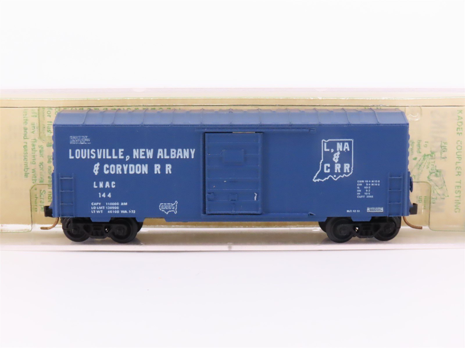N Scale Kadee Micro-Trains MTL 24314 LNAC Railroad 40' Box Car #144 - Blue Label