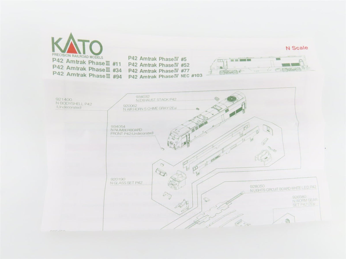 N Scale KATO 176-6003 AMTK Amtrak Phase IV NEC P42DC Diesel Locomotive #103