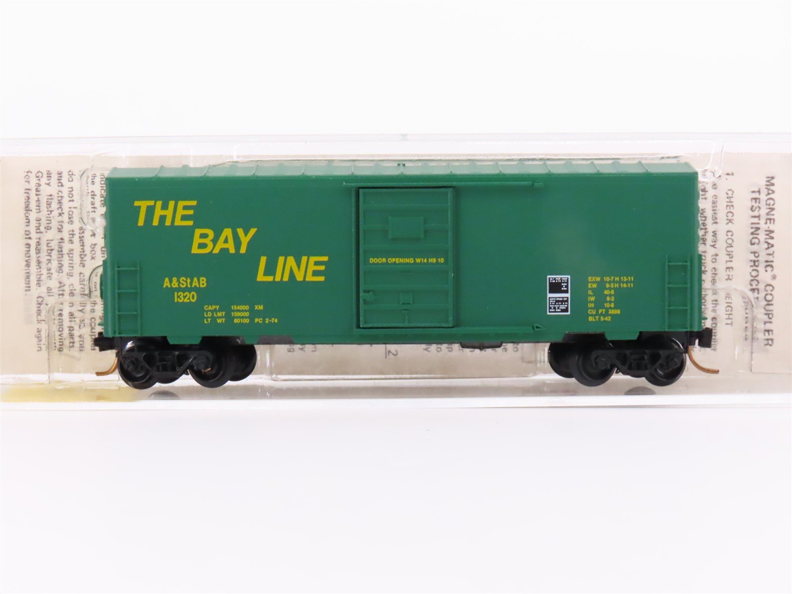 N Scale Kadee Micro-Trains MTL 24210 A&StAB The Bay Line 40' Box Car #1320