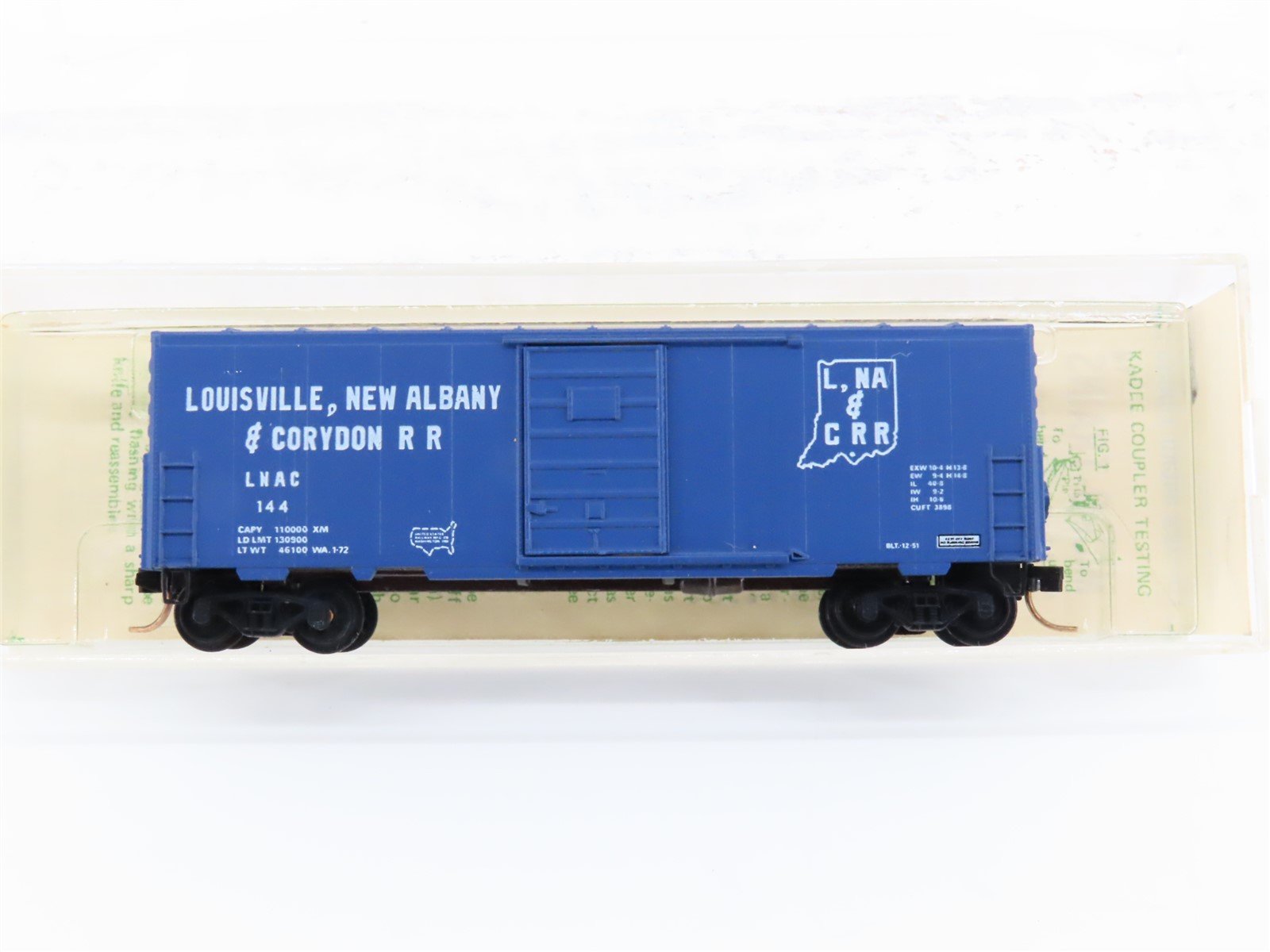 N Scale Kadee Micro-Trains MTL 24314 LNAC Railroad 40' Box Car #144 - Blue Label