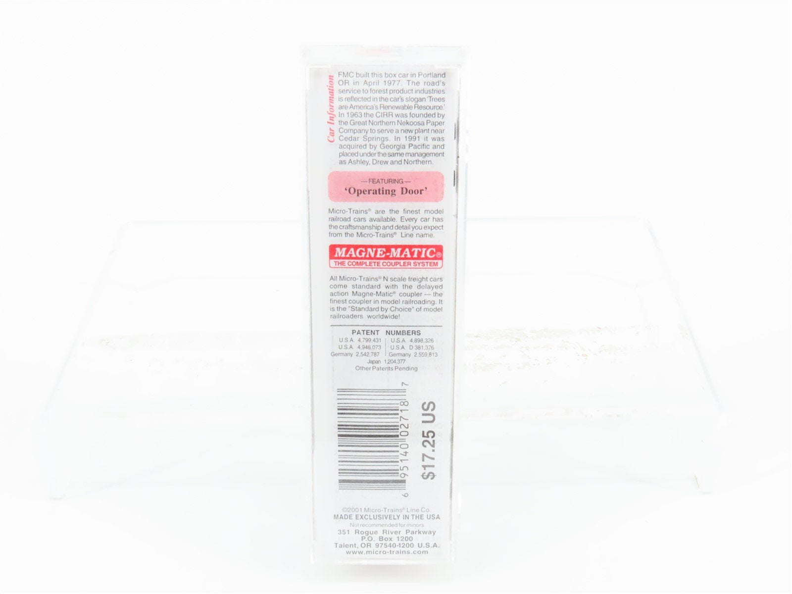 N Scale Micro-Trains MTL 25040 CIRR Chattahoochee Railroad 50' Box Car #90068