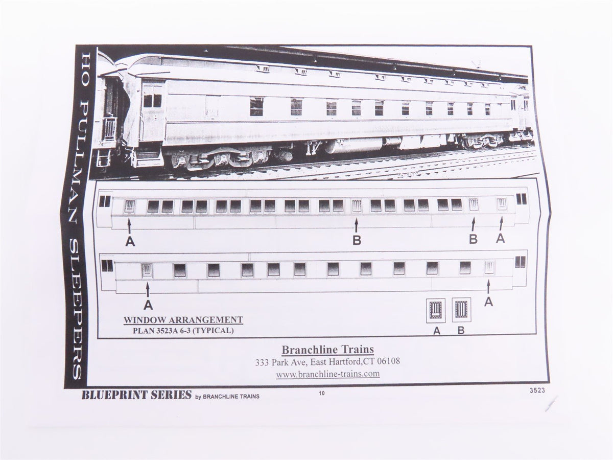 HO Branchline Blueprint Kit #5611 PRR 6-3 Sleeper Passenger &quot;Monument Square&quot;