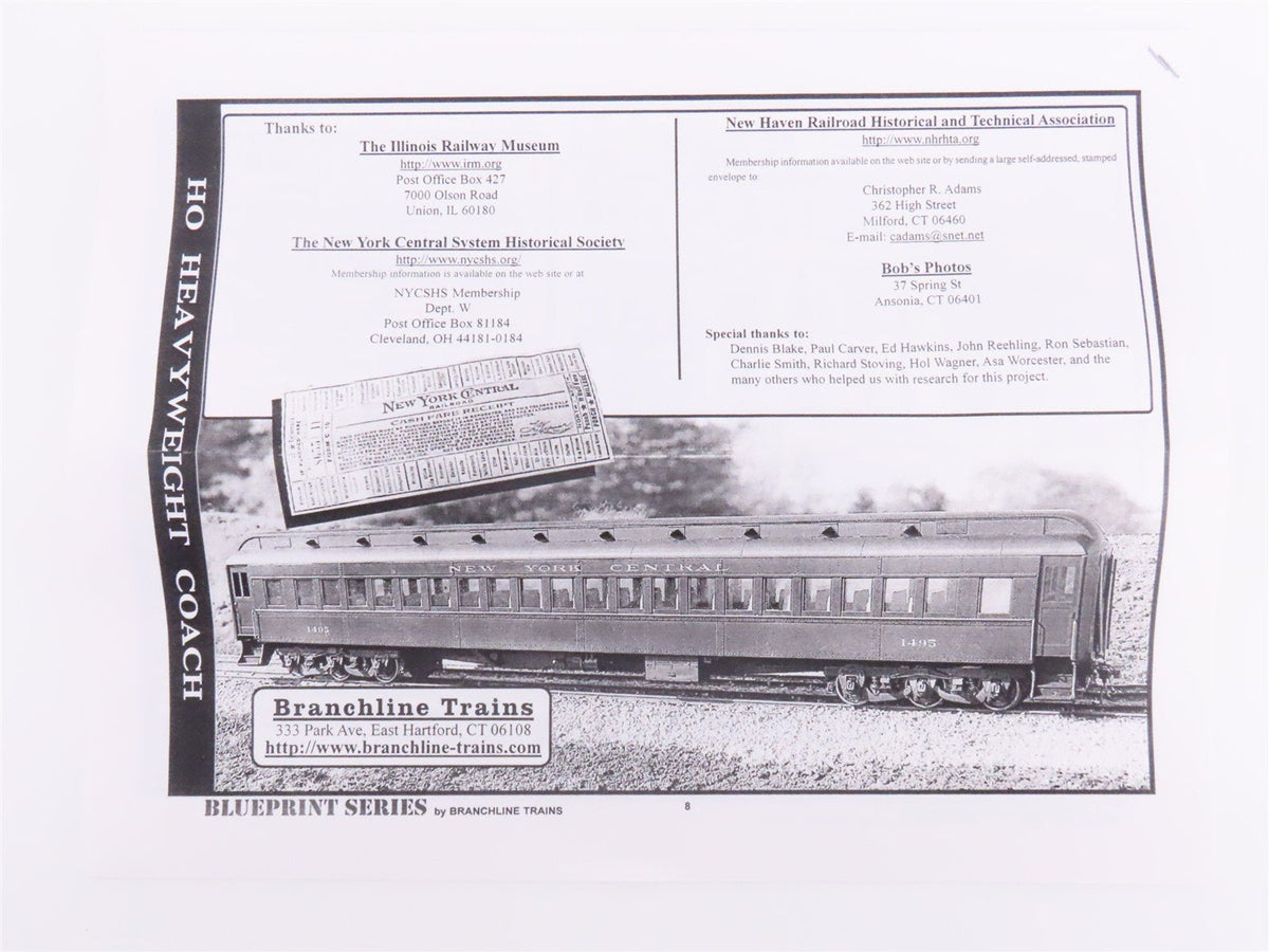 HO Scale Branchline Blueprint Kit #5103 NH New Haven 80&#39; Coach Passenger #7836