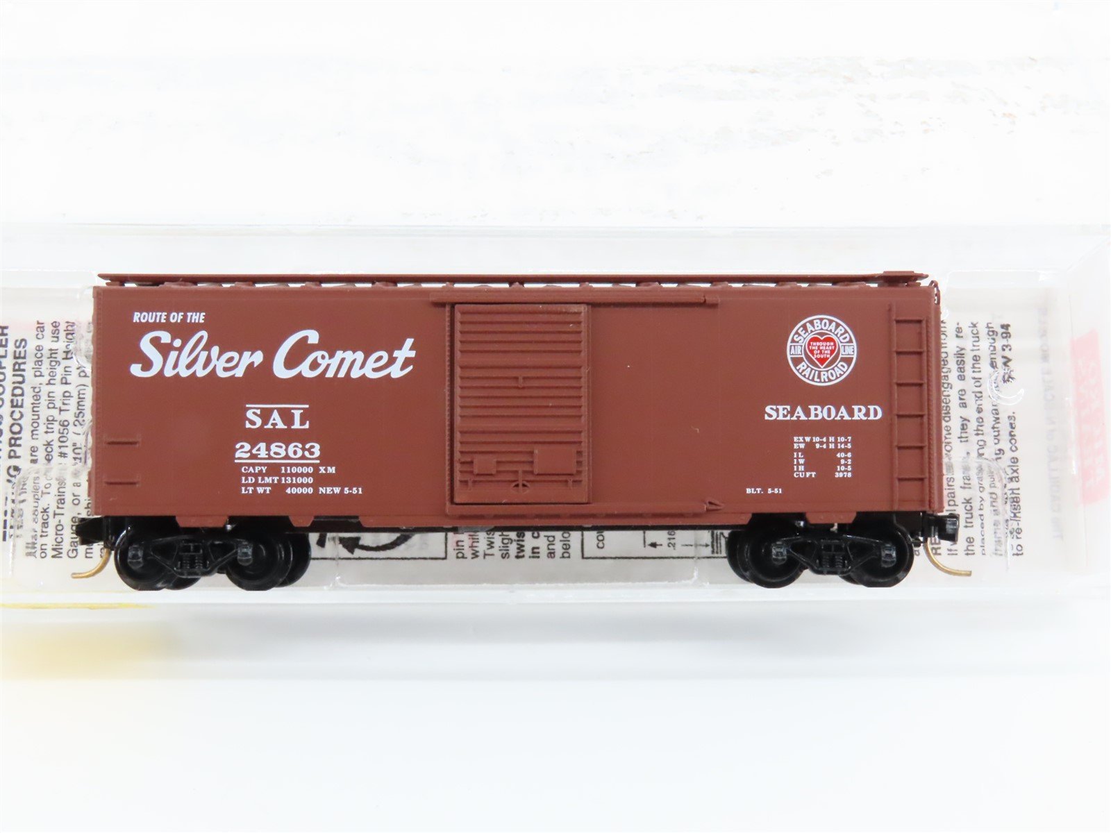 N Scale Micro-Trains MTL 20660 SAL Silver Comet 40' Single Door Box Car #24863