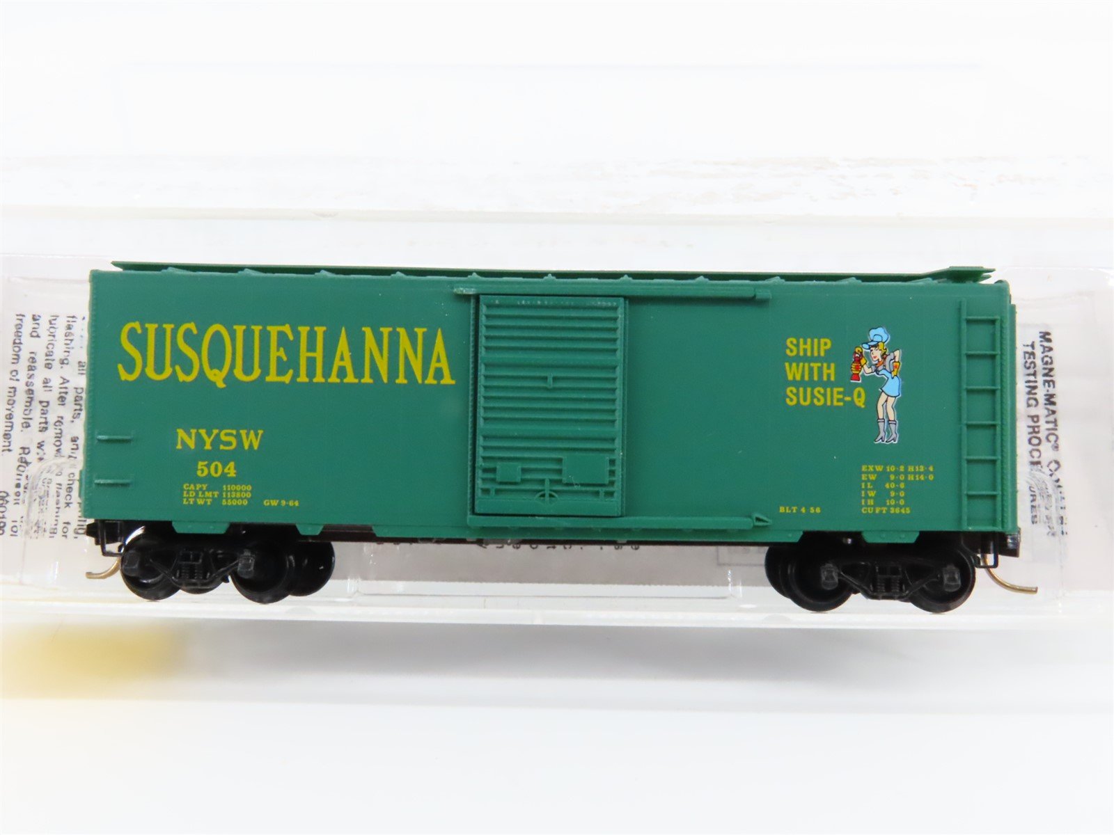 N Scale Micro-Trains MTL 20670 NYSW Susquehanna "Susie-Q" 40' Box Car #504