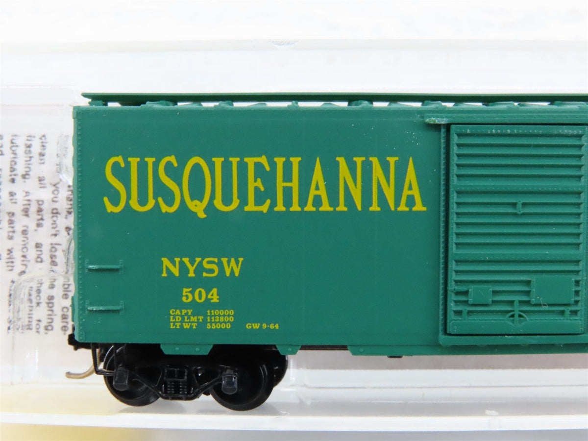 N Scale Micro-Trains MTL 20670 NYSW Susquehanna &quot;Susie-Q&quot; 40&#39; Box Car #504