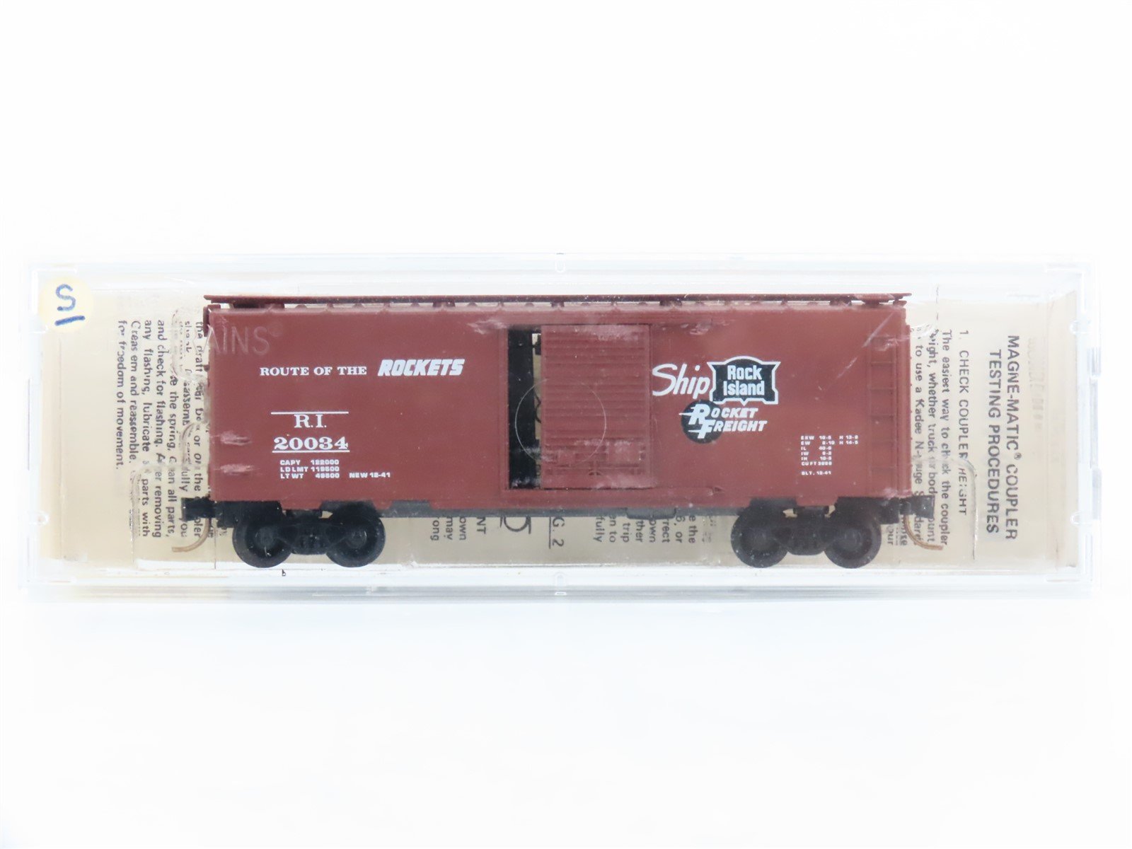 N Scale Kadee Micro-Trains MTL 20610 RI Rock Island Rockets 40' Box Car #20034