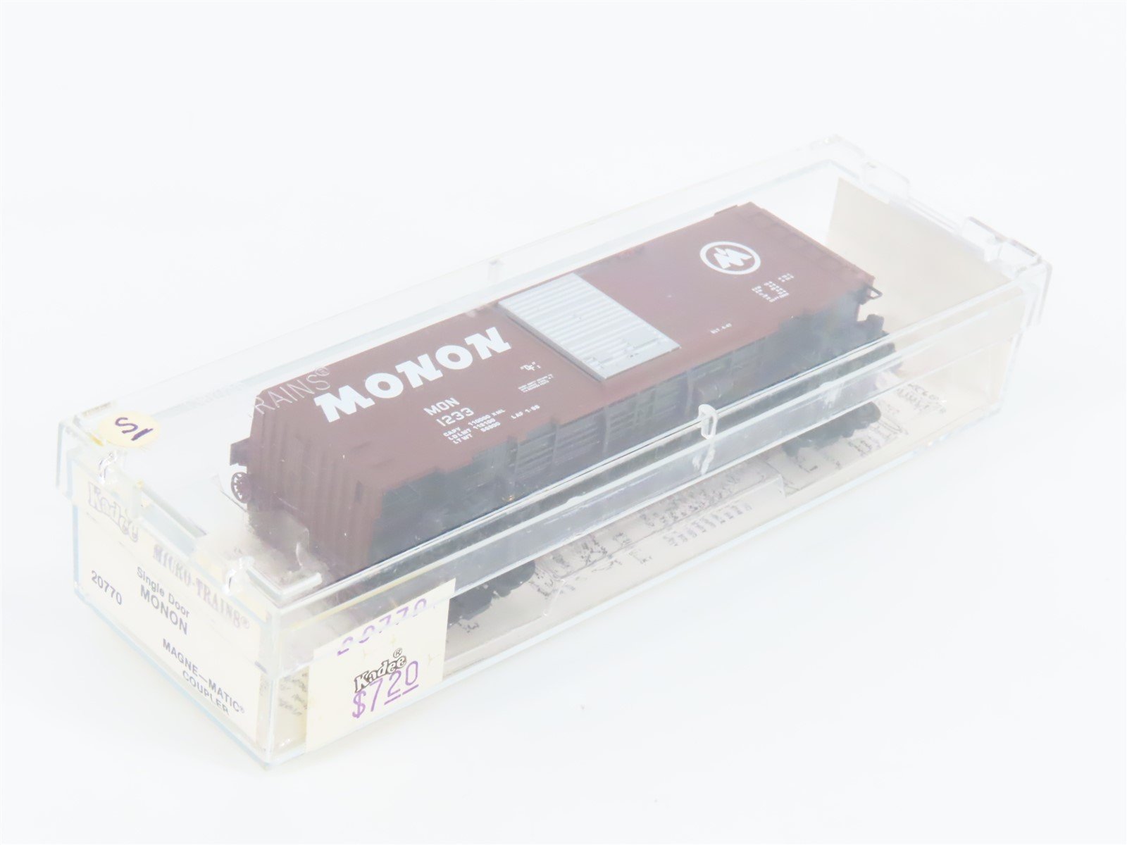 N Scale Kadee Micro-Trains MTL 20770 MON Monon 40' Single Door Box Car #1233