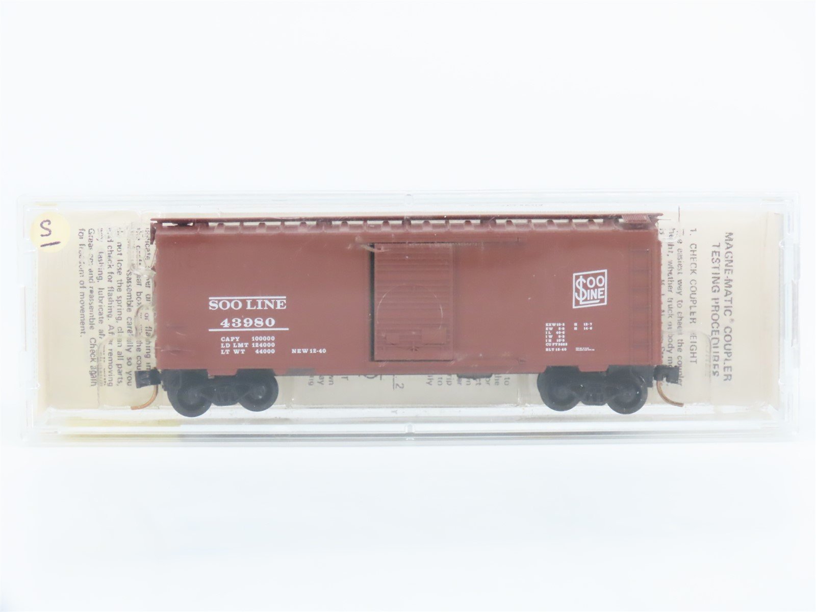 N Scale Kadee Micro-Trains MTL 20750 SOO Line 40' Single Door Box Car #43980