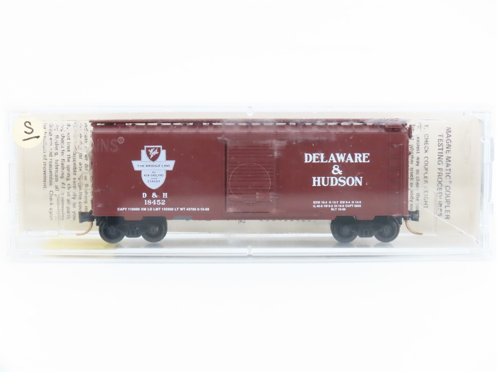 N Scale Kadee Micro-Trains MTL 20520 D&H "The Bridge Line" 40' Box Car #18452