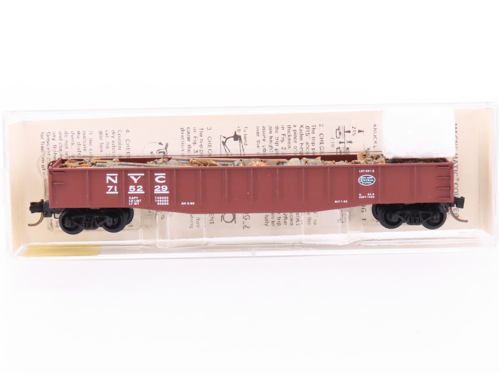 N Scale Micro-Trains MTL/Kadee 46170 NYC Railway 50' Gondola Car #715229 wLoad