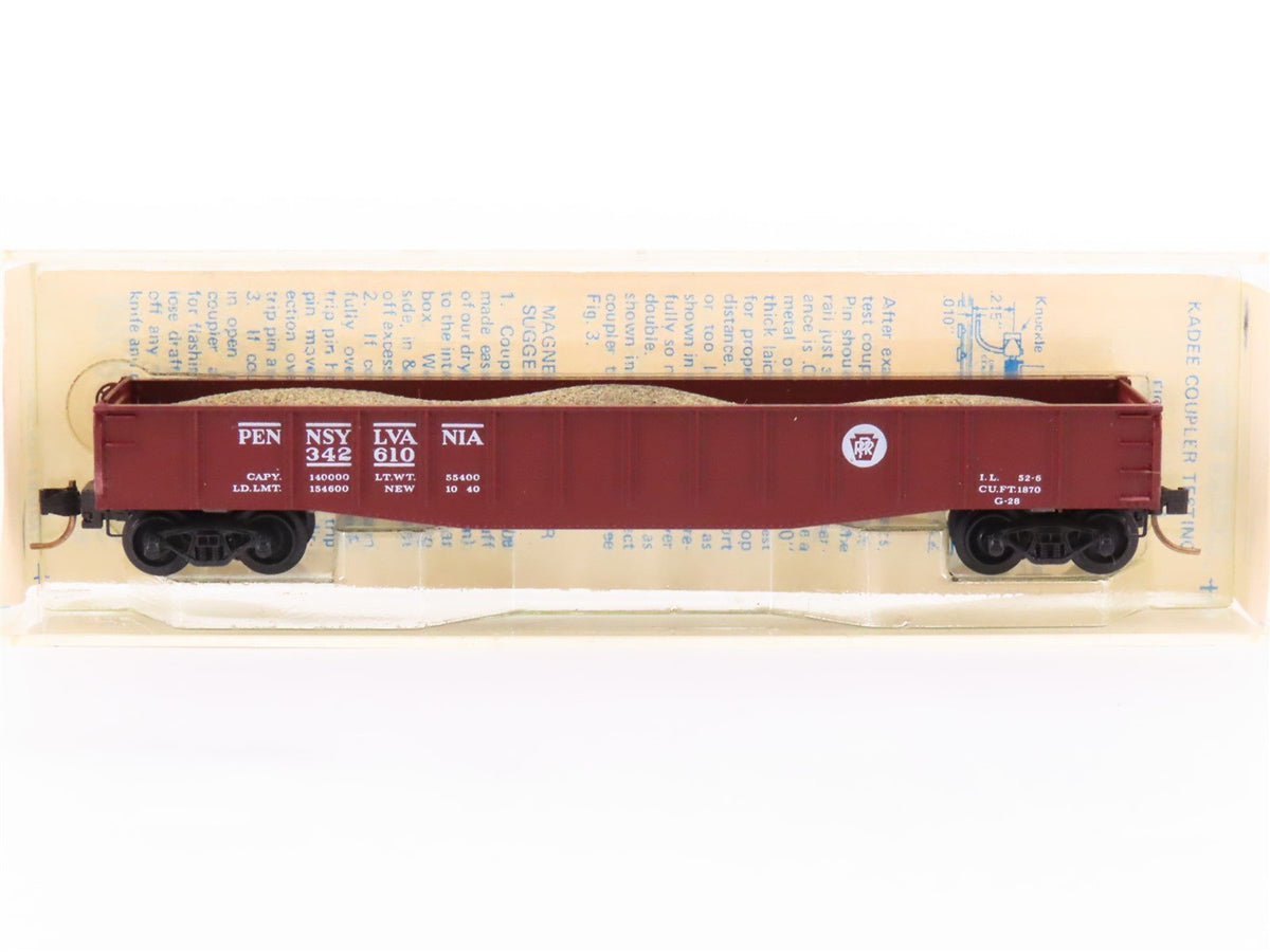 N Micro-Trains MTL/Kadee 46470 PRR 50&#39; Drop End Gondola Car #342610 wLoad