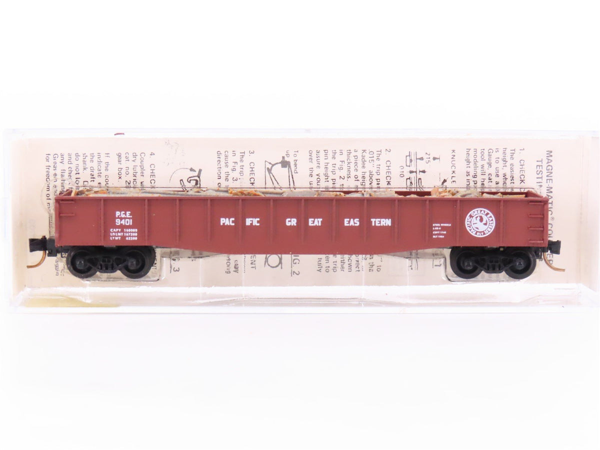 N Scale Micro-Trains MTL/Kadee 46300 PGE 50&#39; Fishbelly Gondola Car #9401 wLoad