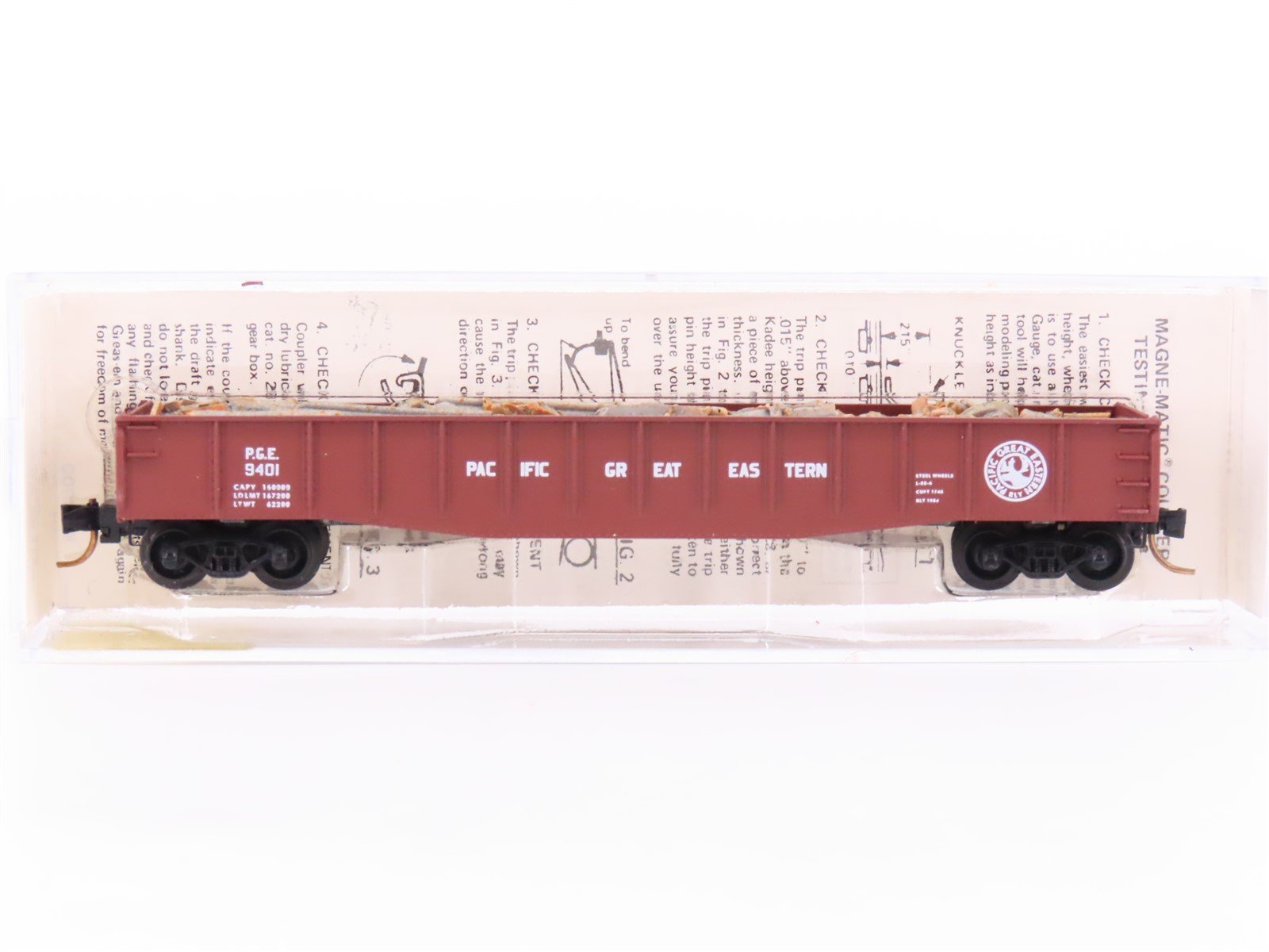 N Scale Micro-Trains MTL/Kadee 46300 PGE 50' Fishbelly Gondola Car #9401 wLoad