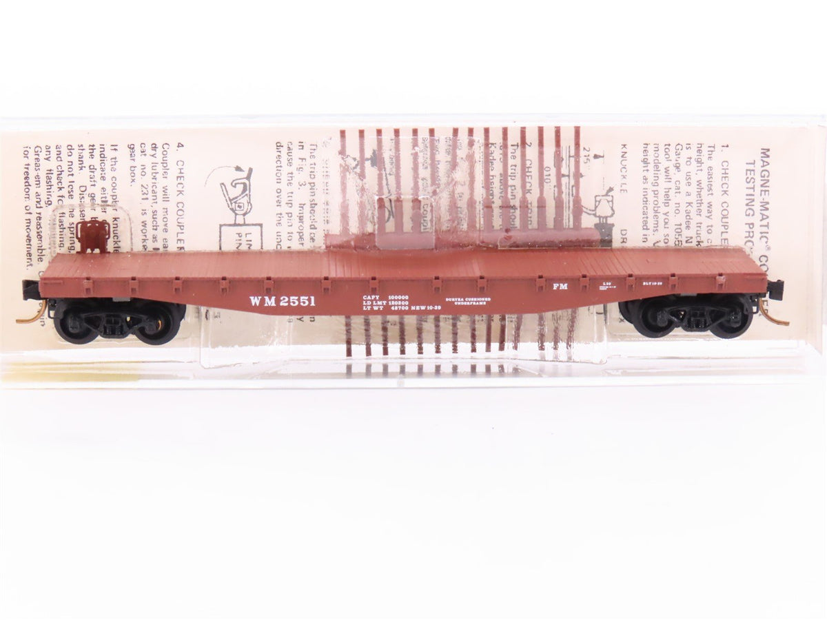 N Scale Micro-Trains MTL/Kadee 45160 WM Railway 50&#39; Fishbelly Flatcar #2551